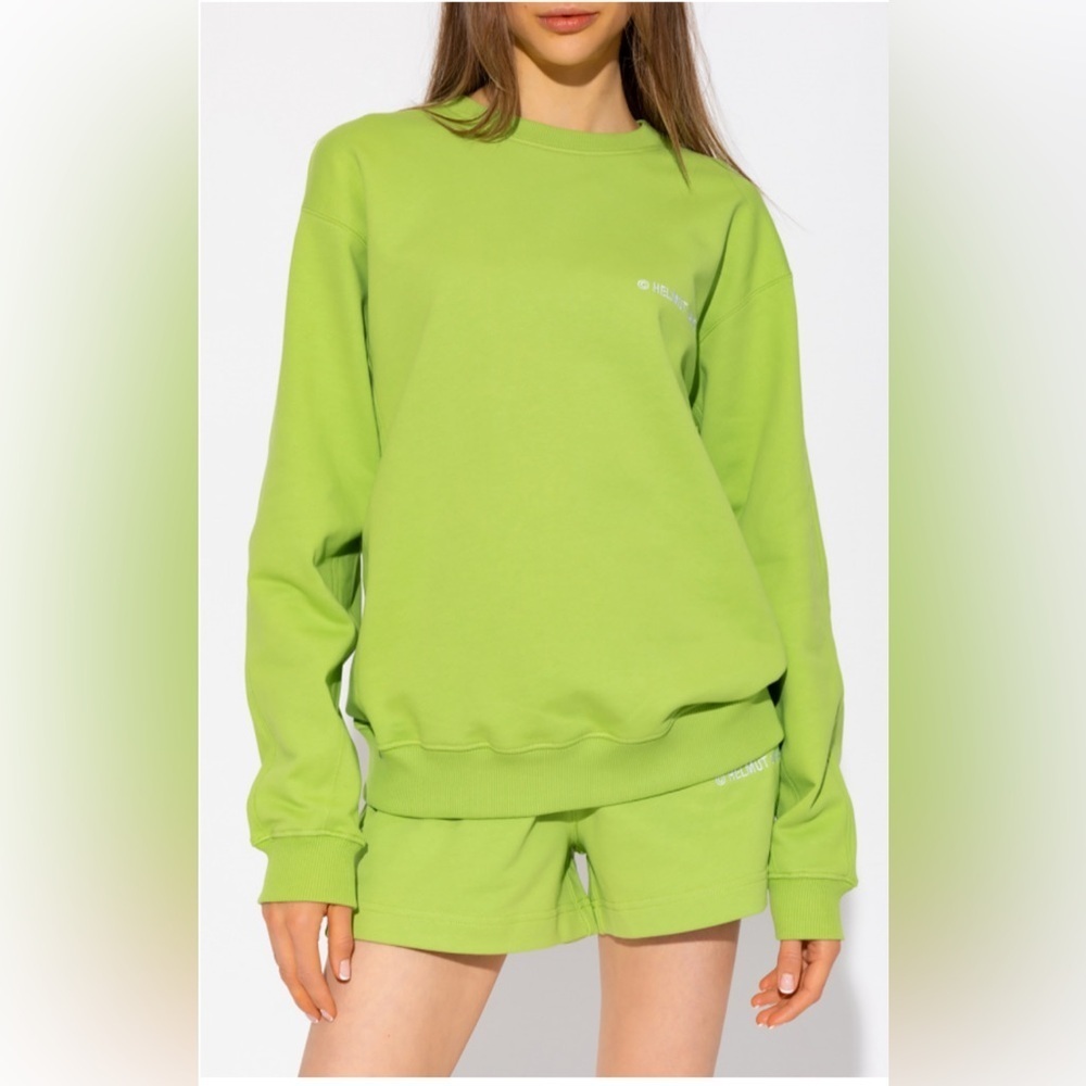 Helmut Lang Vibrant Green Crew Neck Sweater Size M